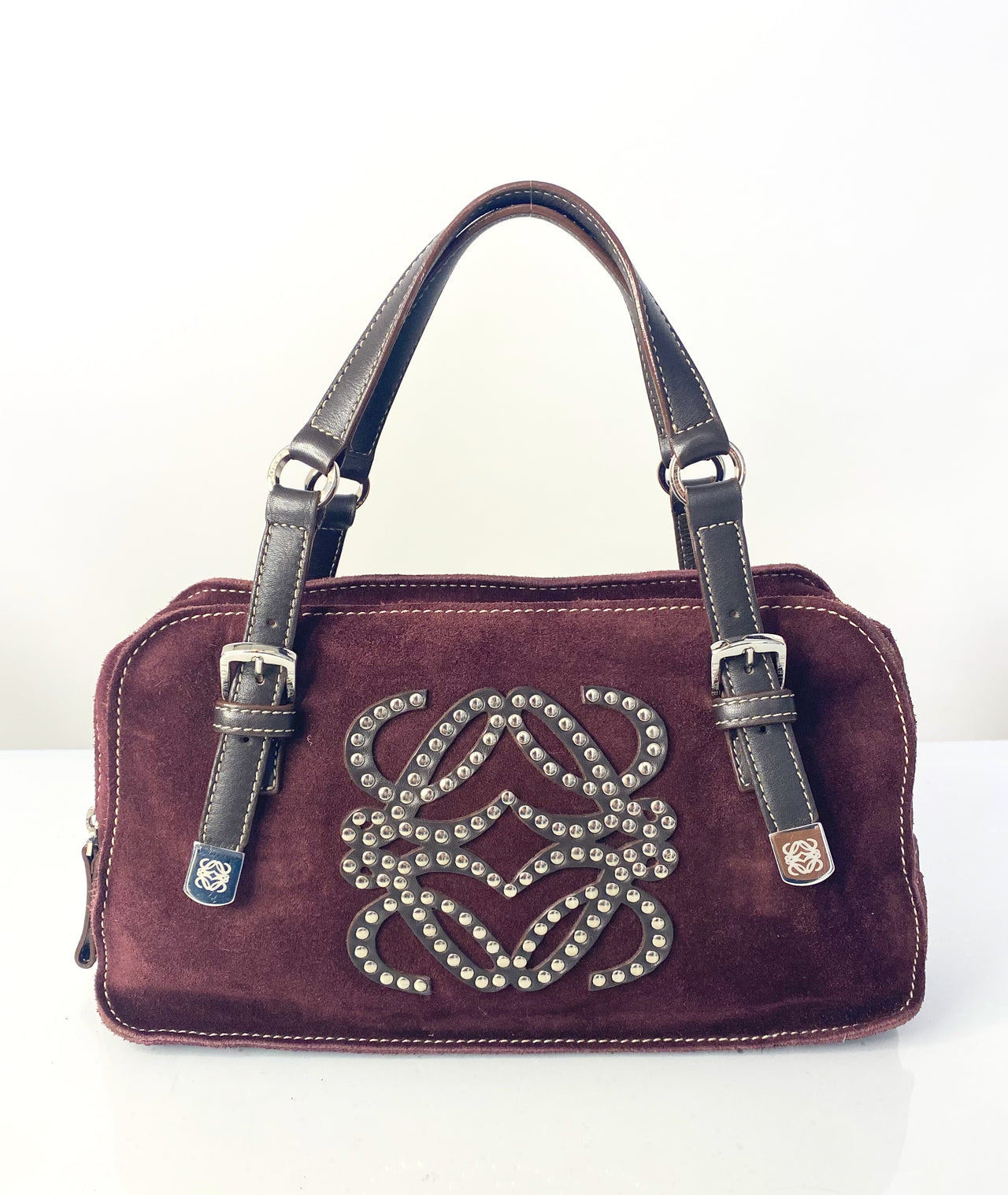 Preloved Loewe Suede Studded Anagram Bag