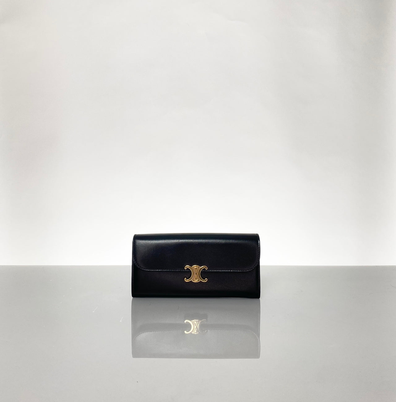 Celine Preloved Large Shiny Calfskin Triomphe Wallet