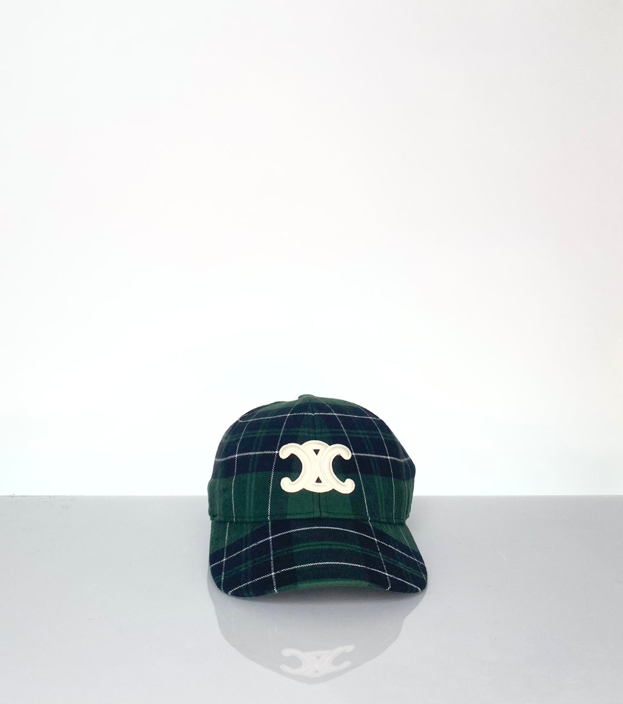 Preloved Celine Plaid Triomphe Logo Cap