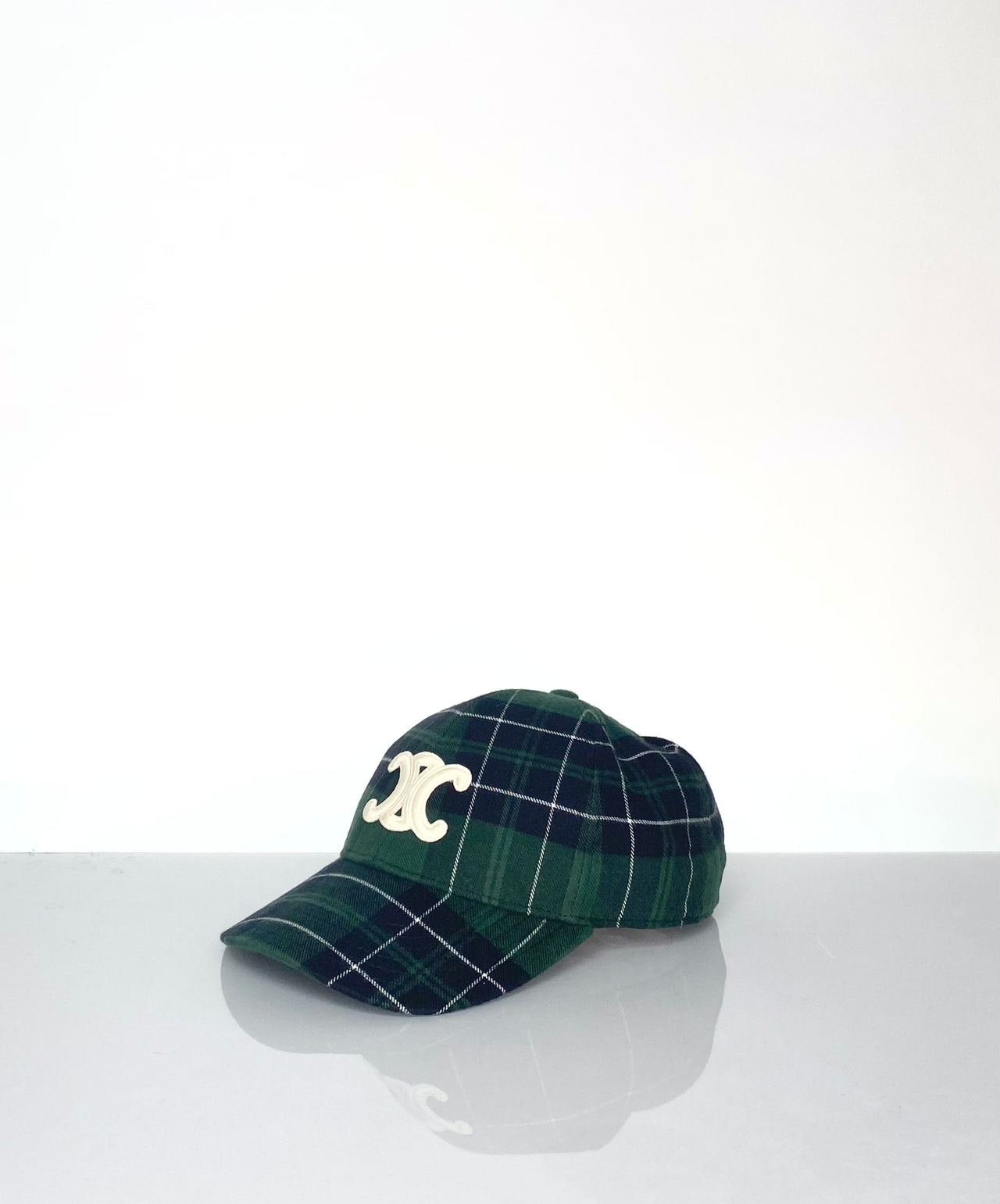 Preloved Celine Plaid Triomphe Logo Cap