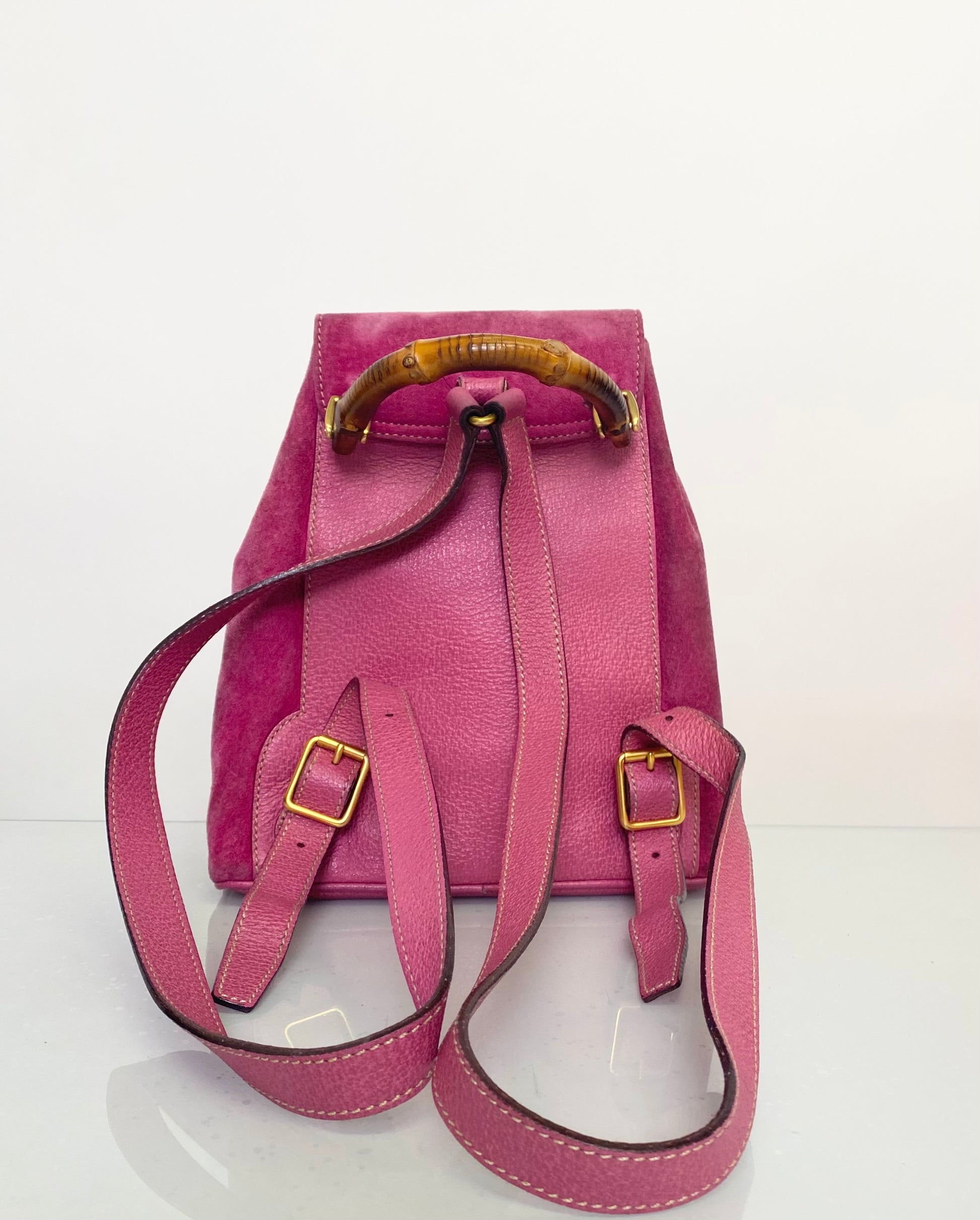 gucci mini backpack pink Vintage Gucci Fuschia Pink Suede Small Backpack | The–Procurement