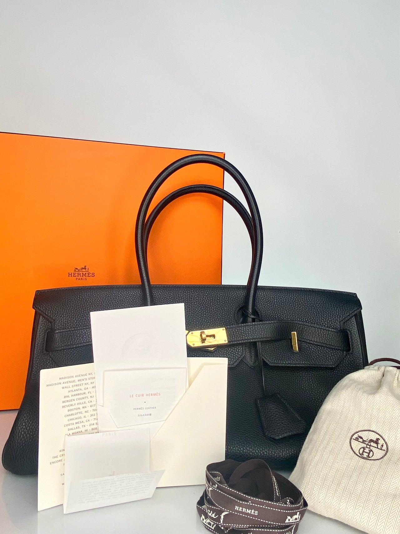 Vintage Hermes Shoulder Birkin 42 JPG Black w/ Gold Plated Hardware
