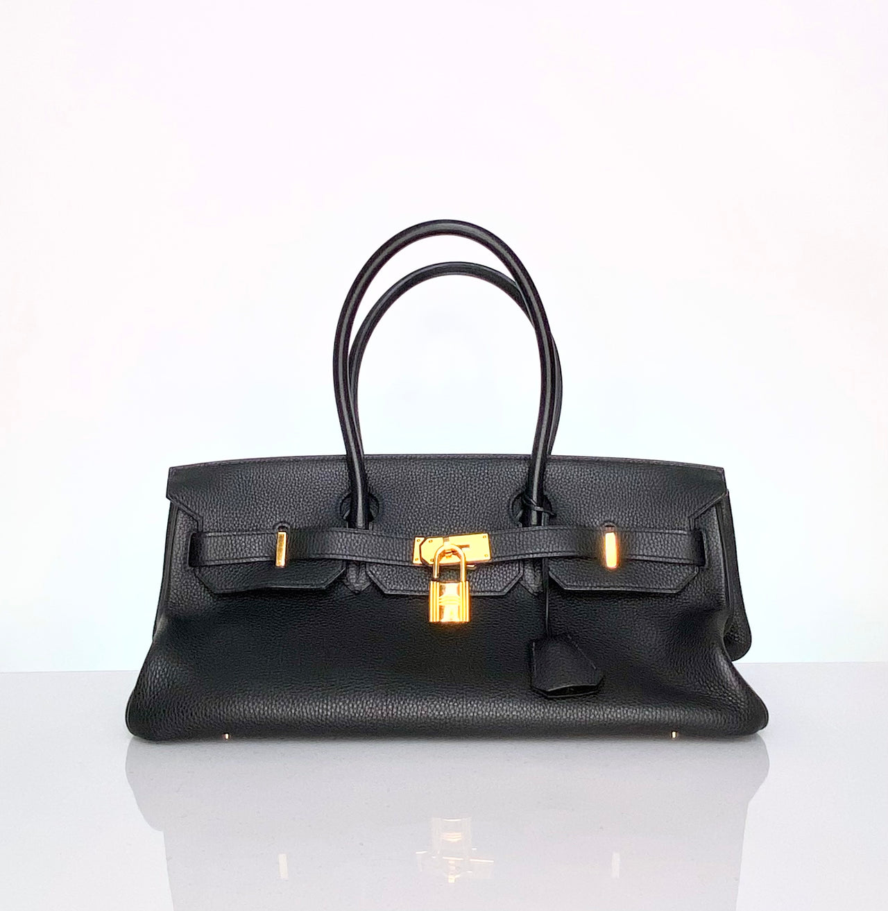 Vintage Hermes Shoulder Birkin 42 JPG Black w/ Gold Plated Hardware